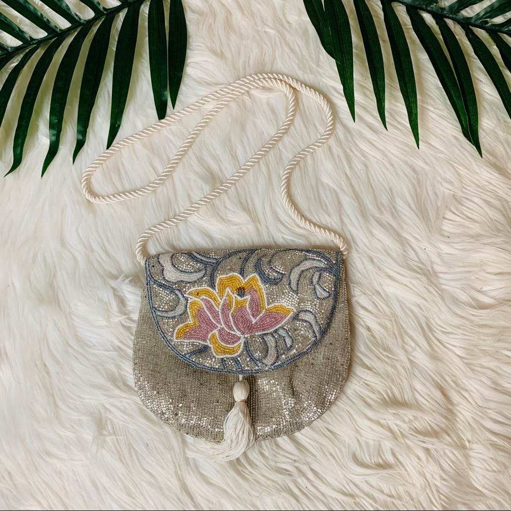 Vintage Ann Green Flower Beaded Bag